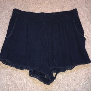 Papaya Navy Blue Flowing Shorts